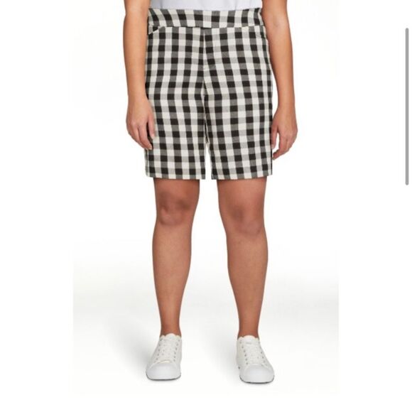 🖤🩵 WOMEN'S Pull-On Bermuda Comfy Shorts Gingham Check & Sky Blue 2-Pack Size L - Picture 8 of 12
